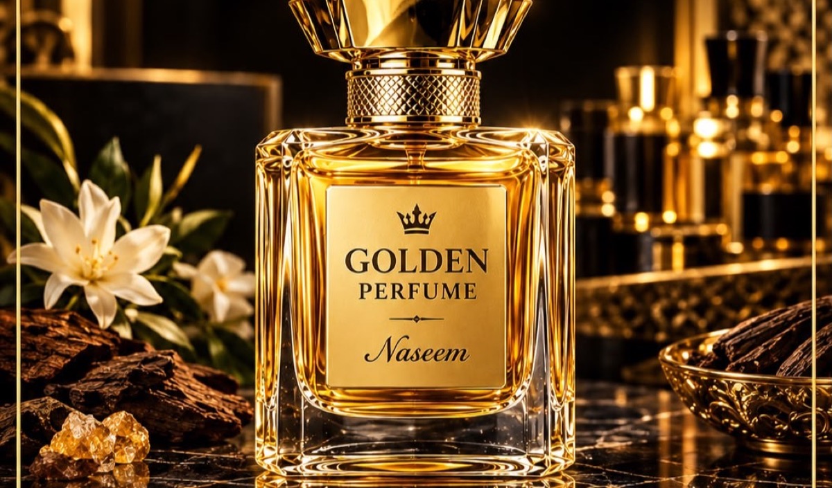 A hand-finished Golden Perfume bottle